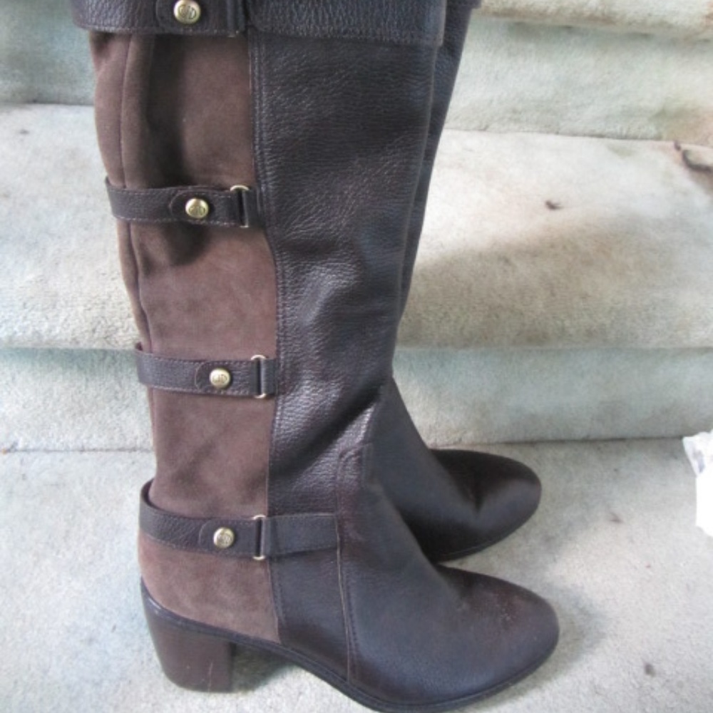 CIRCA JOAN & DAVID BROWN LEATHER SUEDE TALL BOOTS